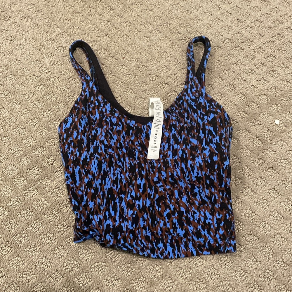 lululemon align tank, size 0, blue cheetah print